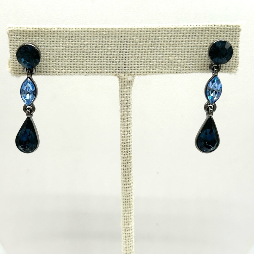 Givenchy Blue Crystal Drop Earrings - Picture 2 of 4